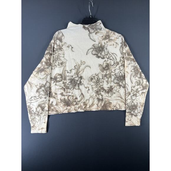New Anthropologie The Pilcro Alani Cashmere Sweater Size Large Cherubs Printed - Picture 3 of 11
